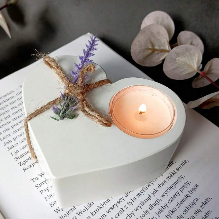 Molde de resina en forma de corazón para hacer portavelas, molde de cera y pegamento, portavelas con forma de corazón para el Día de San Valentín, decoración del hogar, molde de silicona