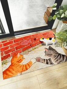 1 件动物图案门垫，趣味可爱，聚酯纤维材质，长方形防滑耐用，室内入口垫、门垫、户外地毯，适用于客厅、卧室、厨房、房间装饰 - 黃色 - 查看 7