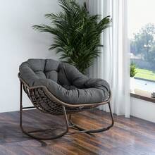 Outdoor Rattan Rocking Chair, Reclining Chair With Padded Cushion For Front Porch, Living Room, Patio, Garden.
White M4QV - Grey + Steel + Dresser Set + Cotton - View 2