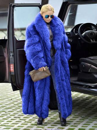 FHILLINUO 1 st Dam Plusstorlekar Jacka med fuskpälsfickor, Fuskpälskappa För Helgdag, Casual, Höst/Vinter, Mode