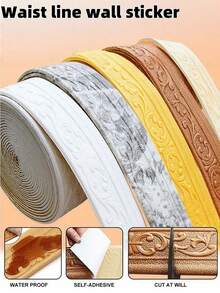 2.2m 3D Embossed Floral Baseboard, XPE Material Anti-Collision & Waterproof, Essential For Rental Apartment Decoration Upgrade, Multiple Styles Available, Random Delivery, Mother's Day Decor Gift - Bronze - View 3