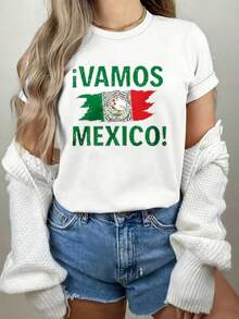 Lucid Camiseta unisex con la bandera de México, camiseta informal de manga corta para mujer, regalos para festivales. - Negro - Ver 4