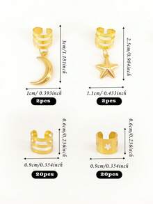 44pcs Star & Moon Combination Hollow Metal Hair Scrunchies, Suitable For Women & Girls Holiday Outfits