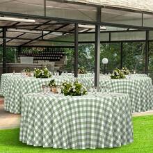 6 Pcs Sage Green Gingham Tablecloth Decorations, Disposable Round Green Checkered Tablecloth Buffalo Plaid Table Cover For Ba By Shower Bridal Wedding Birthday Party Supplies,84x84 Inch,SageGreen-Round - 鼠尾草綠-圓形 - 查看 7