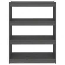 Libreria/divisorio vidaXL grigio, 80x30x103,5 cm, in legno massello di pino. - Grigio - Visualizzare 5