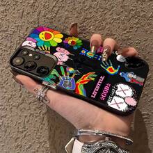 Estuche para teléfono con patrones de dibujos animados coloridos Compatible con fundas para teléfonos   17  16 Pro Max  15 Pro Max  13 y  12 Hecho de material TPU a prueba de caídas, resistente al desgaste y cómodo de sostener Un gran regalo para familiares, amigos, seres queridos, novios / novias y para Navidad y Año Nuevo - Negro - Ver 4