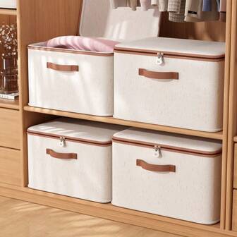 1 pieza Caja de almacenamiento de ropa con tapa de gran capacidad, contenedor de almacenamiento plegable multifuncional, a prueba de polvo y humedad, apilable, organizador de armario, caja de almacenamiento para dormitorio, con cerradura (la cerradura se debe comprar por separado)