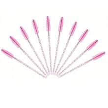 100 pièces/50 pièces Baguettes de mascara jetables, brosses à cils, brosses à sourcils avec brillant cristal, outils de maquillage pour extension de cils - Noir - Voir 14