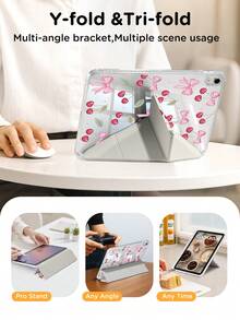 这款樱桃蝴蝶结图案平板电脑保护套兼容 iPad Air 11 英寸 M3 2025 / M2 2024、iPad Air 第五代 2022、iPad (A16) 11 英寸第十一代 2025、三星 Galaxy Tab、Kindle Paperwhite 第十二代 2024，透明背壳，时尚图案保护套，具备自动休眠和唤醒功能，气囊保护，适合作为礼物和办公用品。 - 彩色 - 查看 6