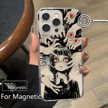 Funda de Teléfono de Chica Anime Estilo Horror Compatible con Iphone 17, 16, 15, 14, 13, 12, 11 Pro Max, Air, Mini, XR, XS, X, 7, 8 Plus, con Cubierta Trasera de TPU Suave, Transparente, Magnética y a Prueba de Golpes. - transparente - Ver 7