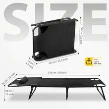 Folding Camping Cot With Pillow Mattress For Adults Up To 300lbs - Heavy Duty Foldable Bed With Removable Cot Mattress And 3 Recline Positions For Travel, Camp, Beach Or Guest Bed Outdoors - With-Mattress - 查看 4