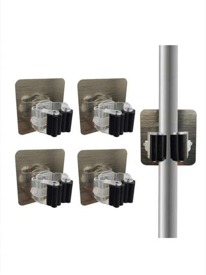 4pcs/2pcs/1pc Drill-Free Mop Clips, Suitable For Mops, Brooms, Towels, Bath Balls, Windshield Wipers, Etc. Home & Bathroom Decor, Back To School Essential.