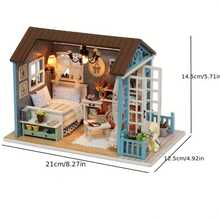 1pc Diy Miniature House Kit, Doll House Kits For Adults To Build, Wooden Doll House Making Kit With Furniture, Craft Handmade Toy, Luxury Kit/Christmas Birthday Gift - 日 - 查看 7