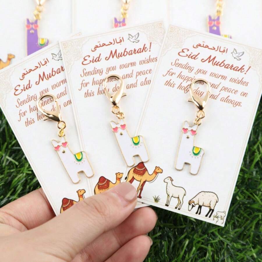 3/6pcs Alpaca Keychain Set, Includes Holiday Greeting Card For Personalized Wishes, Animal Party Gifts, Bag Charm, Key Chain Accessories, Holiday Thank You Gifts