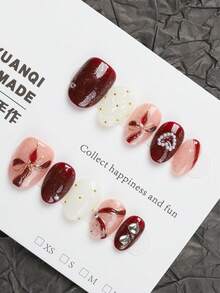 Bộ 10 miếng dán móng tay hình trái tim 3D mắt mèo màu đỏ hình hạnh nhân, có thể tái sử dụng, 4 kích cỡ, phù hợp cho nữ giới, diễn viên, biểu diễn sân khấu, lễ hội, tiệc tùng, đám cưới và sử dụng hàng ngày, lý tưởng cho Giáng sinh, Năm mới, Thu/Đông và các dịp lễ khác. - Màu Đỏ Sâu - Xem 4