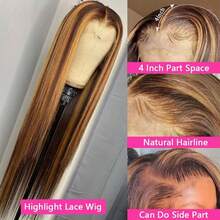 Uveous 13x4 Lace Frontal Wig  Human Hair 200% Density Straight Lace Front Wigs Human Hair HD Transparent Lace Glueless Wig Pre Plucked With Baby Hair 15A Brazilian Virgin Human Hair Wigs For Women - S4/27 - 查看 4