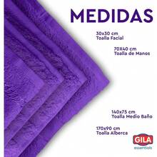 GILA Toalla para Manos de Algodón Essentials I Paquete de 5 Toallas para Baño Color Gris (70 x 40 cm) - Morado - Ver 4