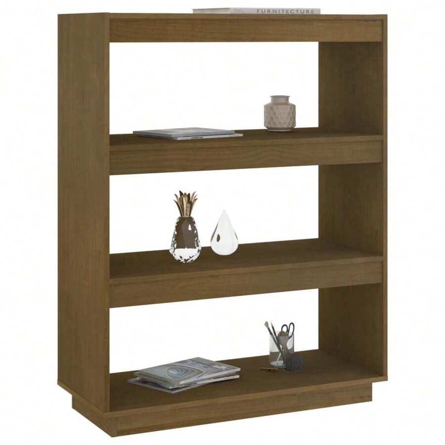 Étagère/séparateur de pièce vidaXL, couleur miel, 80 x 35 x 103 cm, en pin massif - Tabac - Voir 1
