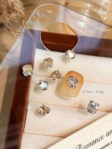 8颗香槟色锆石手工堆钻美甲饰品，闪亮美拉德色手工成品美甲钻球