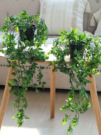 1/2 件人造悬挂盆栽植物，抗紫外线，逼真耐用，仿真常春藤藤蔓装饰，适用于婚礼、生日、情人节、庭院、墙面、书桌、书架、办公室、客厅、卧室、室内外家居装饰
