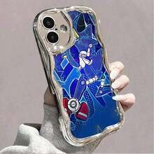 Funda de teléfono creativa con diseño de flor delicada, superficie brillante, textura pintada con flores, borde ondulado, tacto suave y color crema con efecto metálico para la serie Apple - Plateado - Ver 2