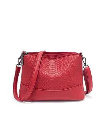 1pc Black Crocodile Embossed Large Capacity Multi-Layer Crossbody Bag For Women, Commuting