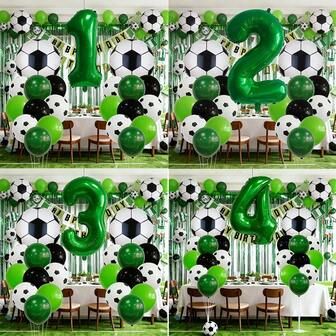 23 delar dekorationsset för födelsedagsfest med fotbollstema, 32-tums gröna sifferballonger, folieballongkit för jubileumsfirande, matchdagsfestdekor, ingen ström krävs