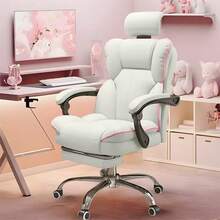 High-Quality Executive Chair, Office Chair For Home Office, Ergonomically Adjustable Backrest Angle, Height Adjustable With Padded Armrests, Comfortable For Long Sitting, With Footrest Relaxation Function. - White - View 8