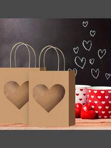 1/10/20/Pcs Kantong Kado Kertas Kraft dengan Jendela Transparan & Pintu Genggam yang Kokoh - Kotak Kardus Rustic Cocok untuk Souvenir Pesta, Pernikahan, Acara Mandi Pengantin, untuk Hadiah (10/20/30pcs) - MultiWarna - View 5