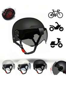1个电动摩托车头盔，男女通用，四季皆宜，轻型摩托车/踏板车安全头盔，圣诞节 - 彩色 - 查看 1