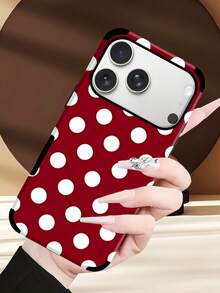 An Elegant Phone Case That Does Not Include A Lanyard Or Stand. This Leather Phone Case Features A Minimalist And Pretty Polka Dot Design. It's A 1-Piece Case With A Black And White Polka Dot Print. The Soft Leather Case Has A Modern, Minimalist French Boho Style And Is Compatible With The  Galaxy S24 Ultra, S17 Pro, S16 Pro, S12 Pro, S13, S14 Plus, S15 Pro, S16 Pro, And S11/S13 Pro Spring. - 酒紅色 - 查看 3