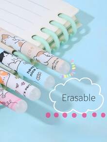 56支卡通兔子可擦凝胶笔套装，包含替换墨水笔芯和橡皮擦，创意印花图案，书写流畅，适合儿童书写、作业、考试，可作为情人节或复活节礼物。