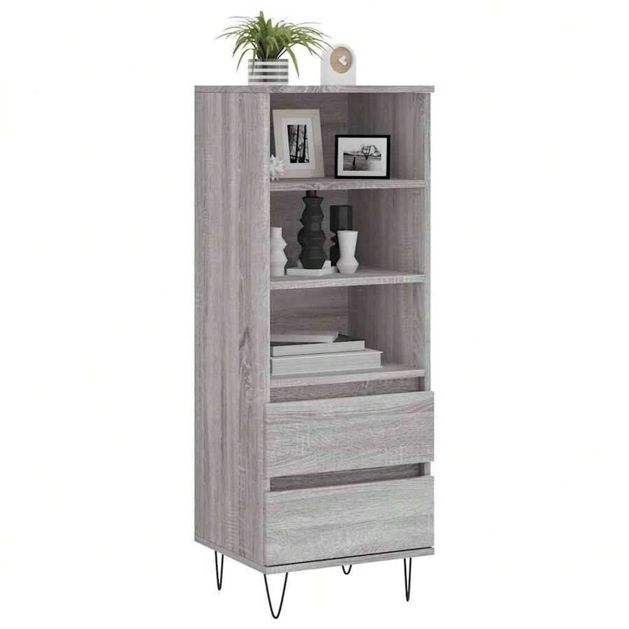 vidaXL Credenza alta grigia Sonoma 40x36x110 cm Materiale a base di legno - Grigio - Visualizzare 1