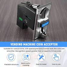 Aceptador de Monedas Inteligente, para Máquina de Garras, Juegos, Máquina Expendedora, Metal Ranura para Monedas, 6 Reconocimiento de Divisas Diferentes, Identificar Monedas Genuinas y Falsas - Plateado - Ver 5