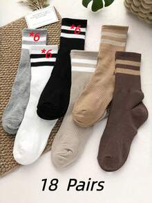 2018 年 6 月 12 日 女士条纹商务休闲中筒袜，适合工作和日常穿着，秋季