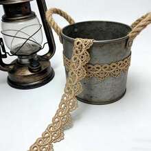 Dantelă elegantă de înaltă calitate, 1/5 yarzi, pentru cusut, dantelă aurie luxoasă - design floral și evantai delicat, ideal pentru bricolaj, îmbrăcăminte, lenjerie intimă, împachetare cadouri și articole de Ramadan - Multicolor - Vizualizare 4