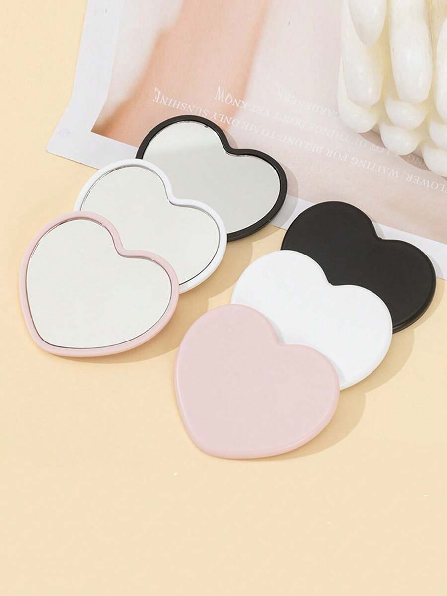 5 piezas/10 piezas/20 piezas/50 piezas/100 piezas Espejos compactos con forma de corazón, espejos de bolsillo para estudiantes, espejos de maquillaje de viaje, regalos para amigos y novias, obsequios, viajes, artículos baratos, artículos esenciales de viaje - Multicolor - Ver 1