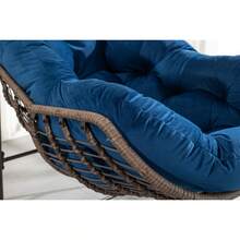 Silla mecedora de ratán para exteriores, silla reclinable con cojín acolchado para exteriores, para porche delantero, sala de estar, patio, jardín. 
 Blanco M4QV - Azul marino + acero + conjunto de tocador + algodón - Ver 9