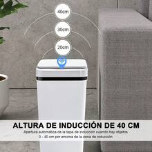 Popular Cubo De Basura Automático Con Sensor 12L Cubo de Basura Inteligente con Tapa Eléctrica Botes de Basura para Baño para Adecuado para Sala de Oficina Sala Retrete - Blanco - Ver 5