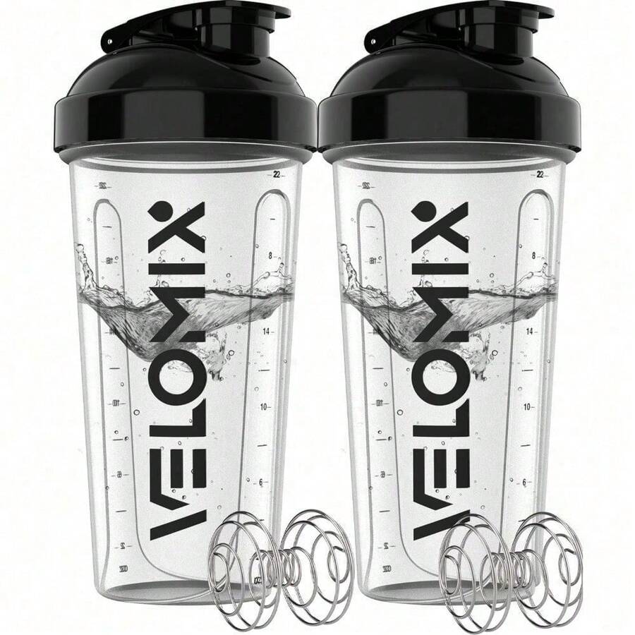 2 Pack Professional 28oz Shaker Bottles With 4 Stainless Steel Whisk Balls Leakproof Lid With Sealing Ring Measurement Markings In Oz And Ml Easy To Clean Durable Plastic For Gym Travel Sports Workout Shakes Protein Powder Healthy Drinks Daily Use For Men Women Fitness Gifts - 4) Clear Prime - View 1