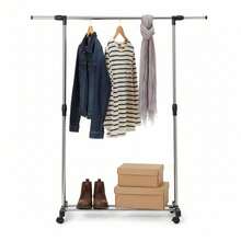Ecommerc3 MOBLEKIT | Free-Standing And Expandable Clothes Racks In Metal And Wood, Clothing With Adjustable Options, With Wheels Or Shelves, Organizers For Bedroom, Entryway And Home - Perchero Inox 90-145x42x90-160 Cm - View 4
