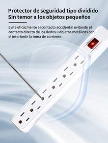 6 piezas Extension Multicontacto Regleta 6 Enchufes,Tira de alimentación de Cable duradera, enchufe Universal estándar americano, convertidor de enchufe multitap,resistente y adecuada para el hogar y la oficina. - 6 piezas - Ver 9