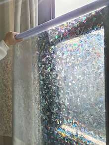 1卷44.5厘米宽3D全息彩虹装饰半透明静电吸附无胶窗膜，彩色乙烯基玻璃窗贴，适用于客厅窗帘、圣诞派对、LPS圣诞背景。