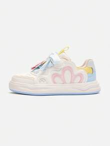 Balabala 2026春秋新款女童经典白色运动鞋，透气轻便休闲鞋 - 白花色調 - 查看 2