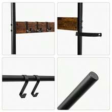 Towel Rack Blanket Ladder Leaning Ladder Rack Bathroom Towel Rack With 5 Crossbars And 5 Hooks Strong Storage Function Metal Frame Stable Industrial Rustic Brown And Black EBF60CJ01 - RusticBrownBlack - View 6