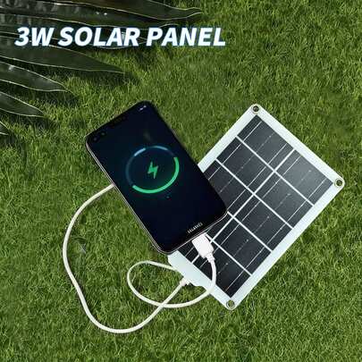 3W/5W/10W Portable Foldable Solar Charger - With Carabiner, Quickly Charges Phones/Fans/Cameras, Outdoor Camping Hiking Gear