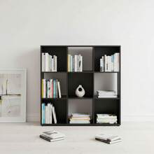 Ecommerc3 MOBLEKIT | Modular Wooden Shelves With Different Compartments And Door Options, Bookcases And Storage Furniture For Bedroom, Kitchen Or Entryway - Negro - 9 Comp | 91.2*29.7*91.2cm - View 7