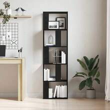vidaXL Bücherregal/Raumteiler Schwarz Eichen-Optik 45x24x159 cm - Schwarz - Übersicht 2
