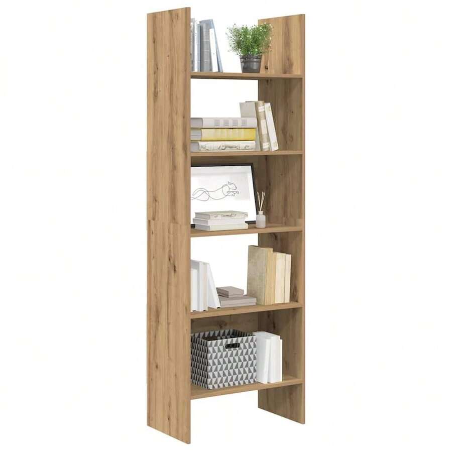 Libreria vidaXL in rovere artigianale, 60 x 35 x 180 cm, in legno composito. - Castano - Visualizzare 1