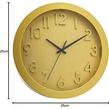 Reloj de Pared, Decorativo, Silencioso, para Sala de Estar, Recamara, Cocina, de 25 cm, Análogo, Redondo - gris - Ver 9